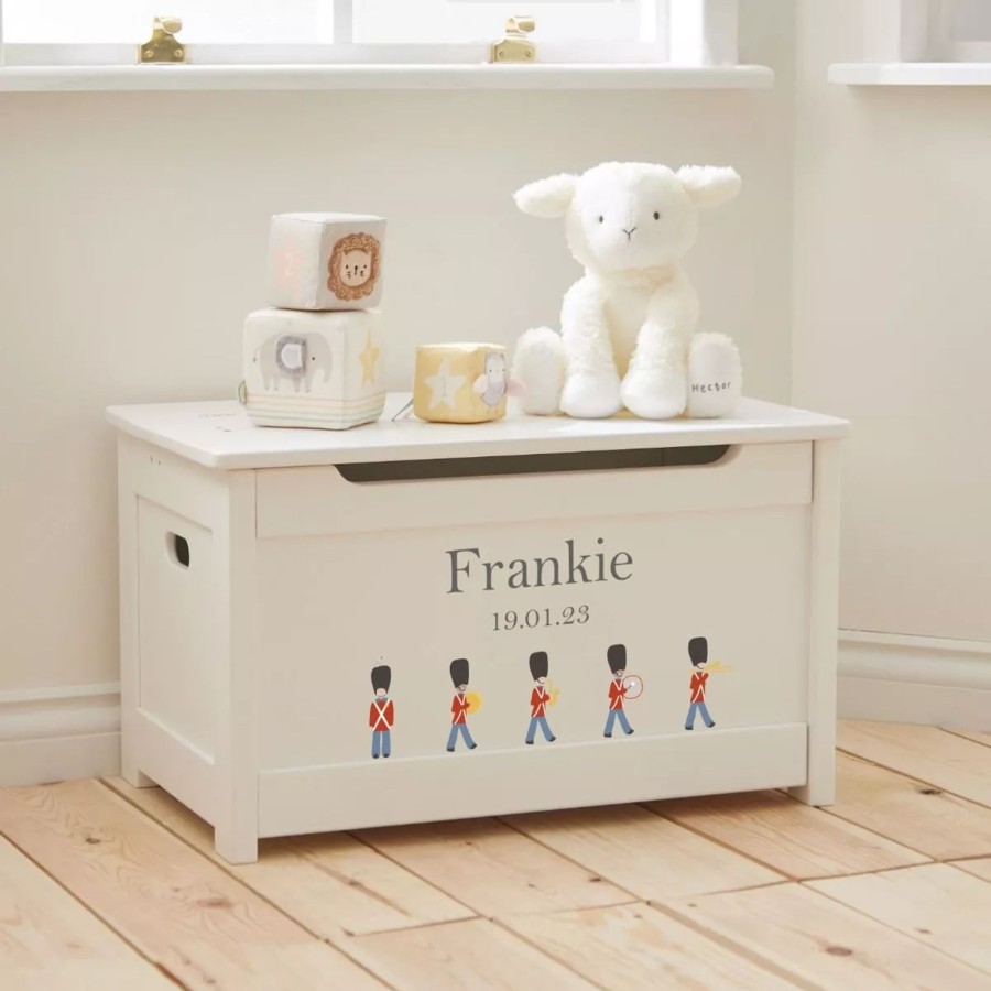 Furniture My 1st Years Toy Chests & Benches | Personalised White Soldier Design Panelled Toy Box