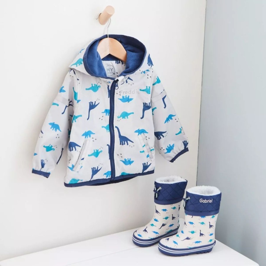 Kids (2-7Yrs) My 1st Years Kids Welly Boots | Personalised Blue Dinosaur Rainy Day Set