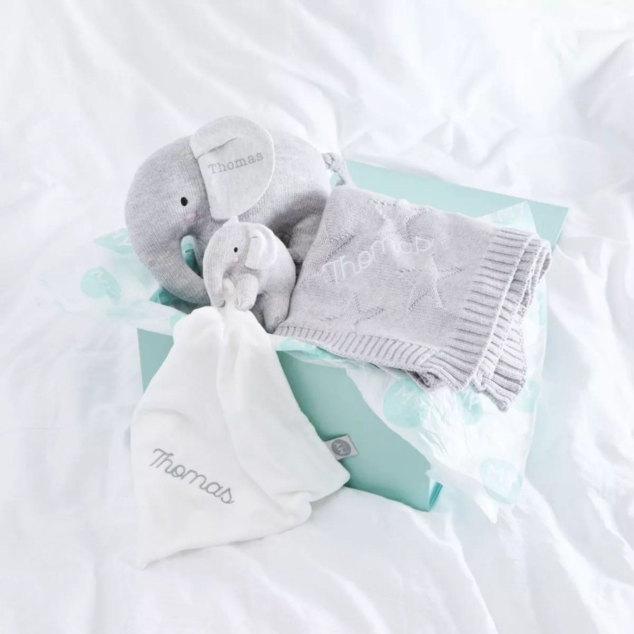 Baby (0-24 Mos) My 1st Years Baby Blankets & Comforters | Personalised Grey Elephant Baby Gift Set