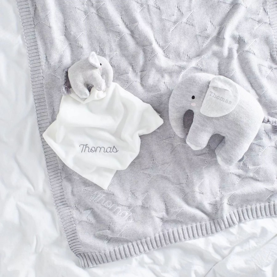 Baby (0-24 Mos) My 1st Years Baby Blankets & Comforters | Personalised Grey Elephant Baby Gift Set