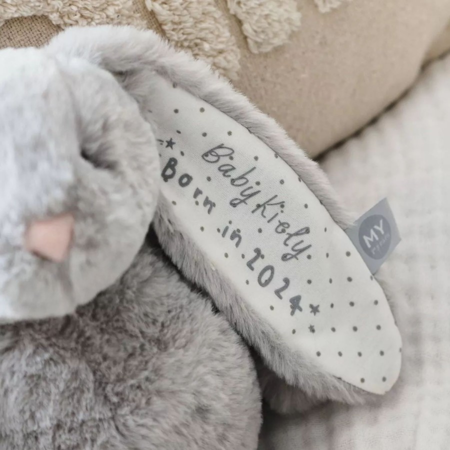 Toys & Books My 1st Years Cuddly Toys | Personalised Born In 2024 Grey Bunny Soft Toy