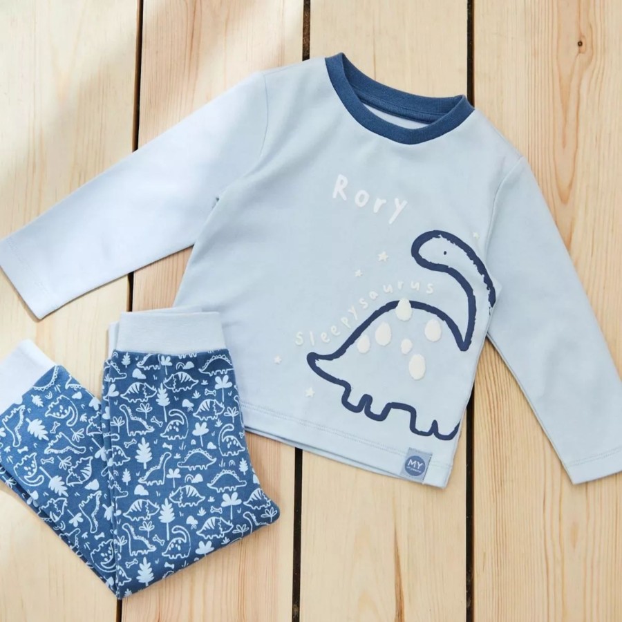 Furniture My 1st Years Bedtime Accessories | Personalised Blue Sleepysaurus Dinosaur Pyjama Set