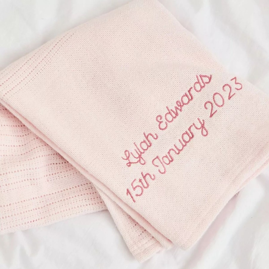 Furniture My 1st Years Bedtime Accessories | Personalised Light Pink Cellular Blanket