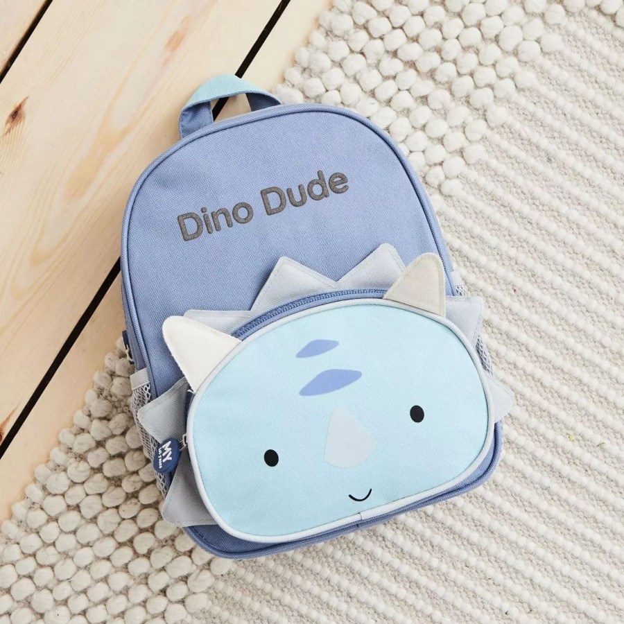 Kids (2-7Yrs) My 1st Years Kids Backpacks | Personalised Blue Dinosaur Face Mini Backpack