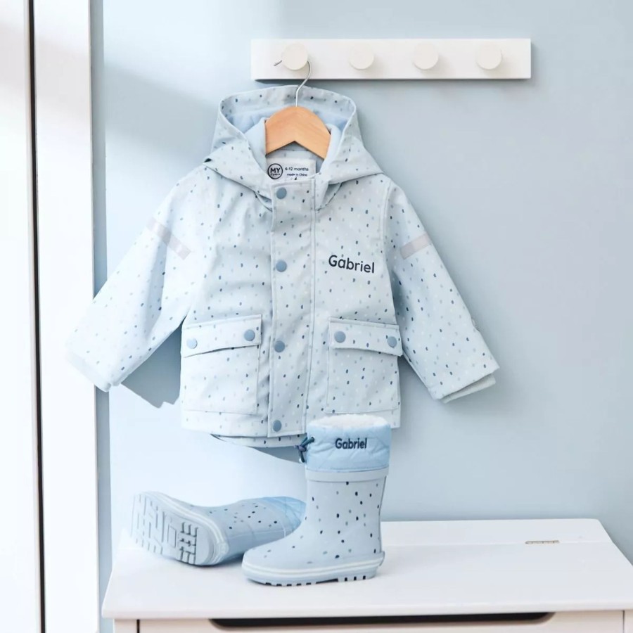 Kids (2-7Yrs) My 1st Years Kids Welly Boots | Personalised Blue Spot Rainy Day Set