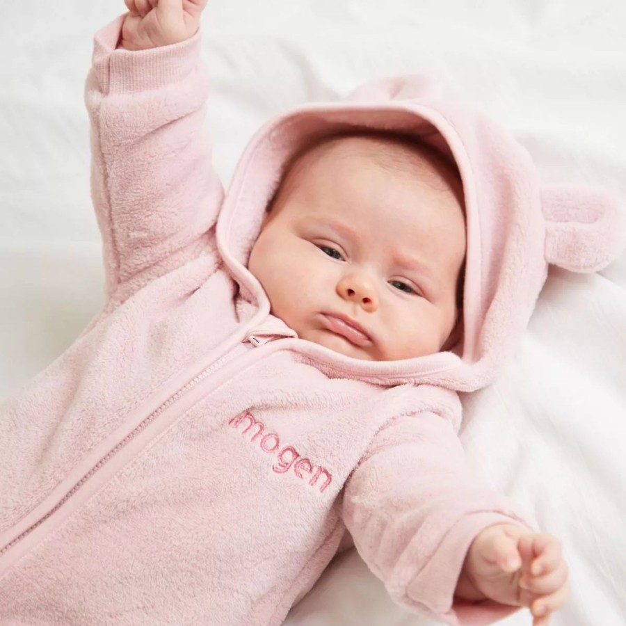 Baby (0-24 Mos) My 1st Years Baby Outerwear | Personalised Pink Fleece Onesie