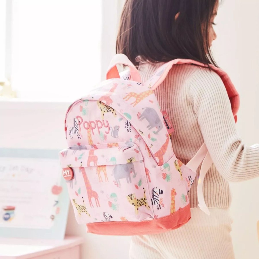 Kids (2-7Yrs) My 1st Years Kids Backpacks | Personalised Pink Safari Print Backpack