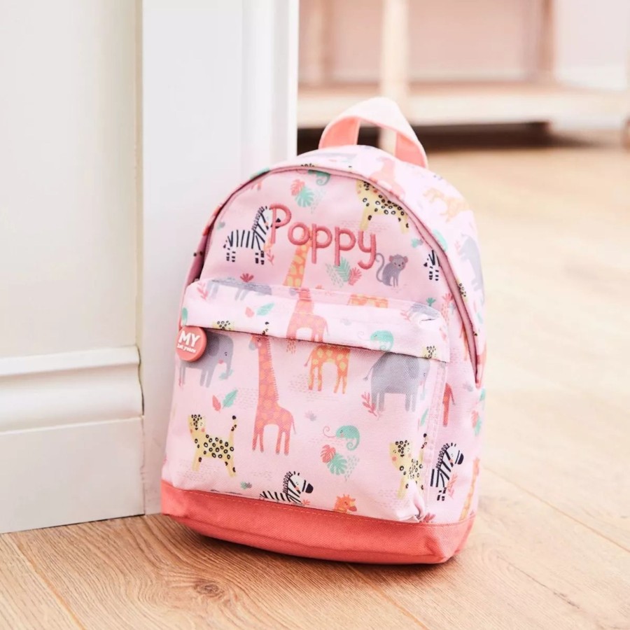 Kids (2-7Yrs) My 1st Years Kids Backpacks | Personalised Pink Safari Print Backpack