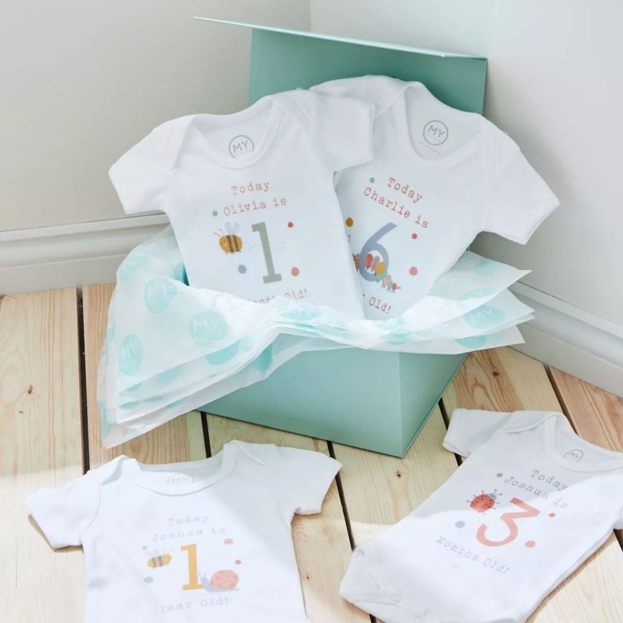 Baby (0-24 Mos) My 1st Years All Baby Clothing | Personalised Milestone Bodysuit Set