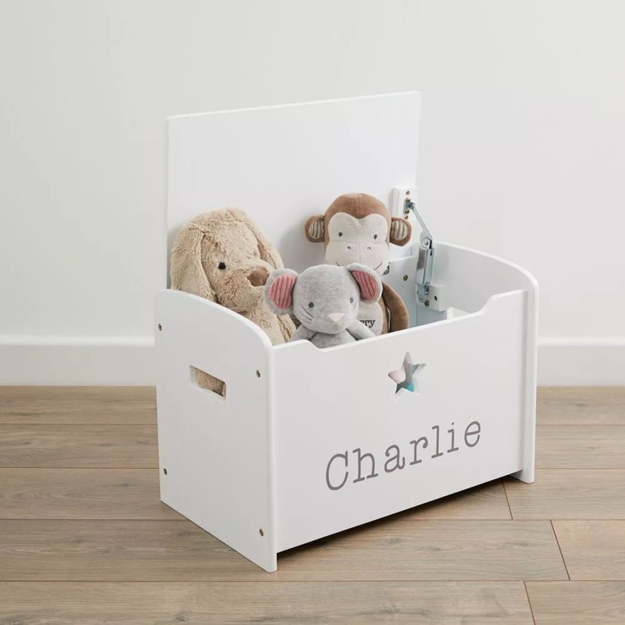 Furniture My 1st Years Toy Chests & Benches | Personalised White Star Design Toy Box