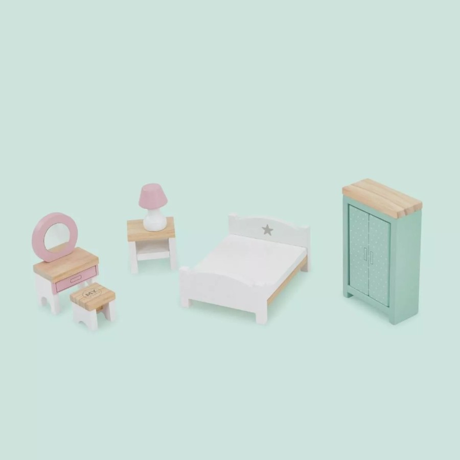 Toys & Books My 1st Years Doll House And Accessories | Wooden Doll'S House Bedroom Furniture Set