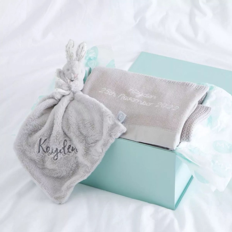 Baby (0-24 Mos) My 1st Years Baby Blankets & Comforters | Personalised Grey New Baby Gift Set