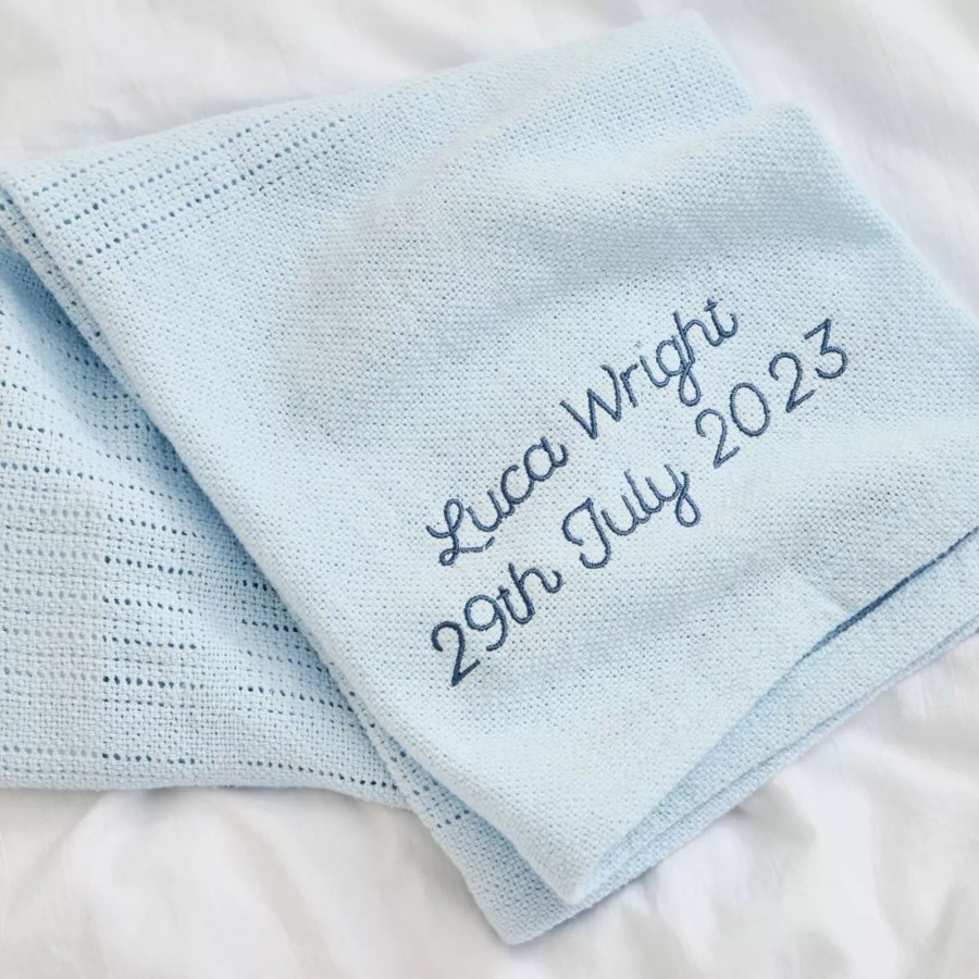 Furniture My 1st Years Bedtime Accessories | Personalised Blue Cellular Blanket