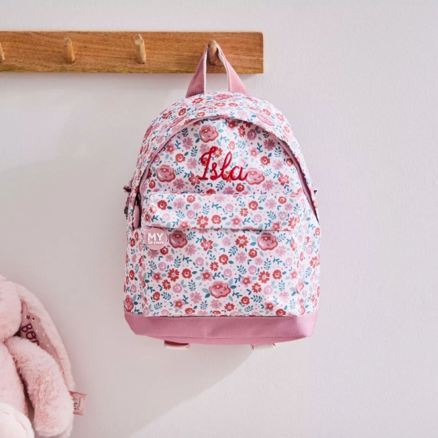 Kids (2-7Yrs) My 1st Years Kids Backpacks | Personalised Pink Ditsy Print Mini Backpack