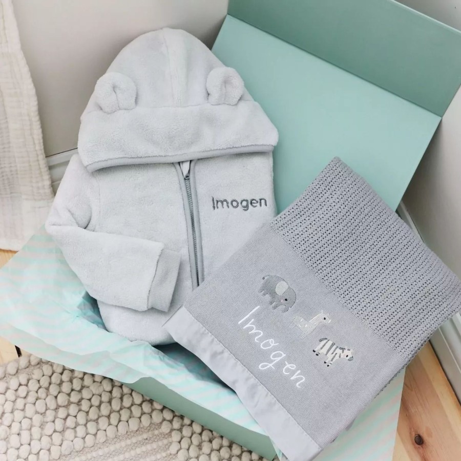 Gifts My 1st Years Clothing Gift Sets | Personalised Grey Cosy Travel Set