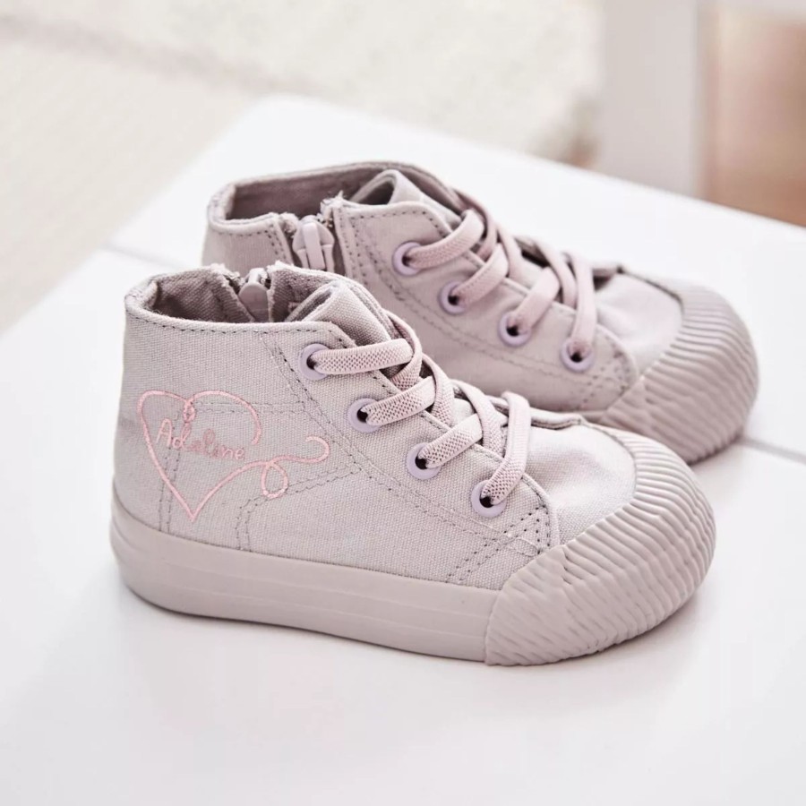 Kids (2-7Yrs) My 1st Years Kids Shoes | Personalised Dusty Pink Heart Toddler High Top Trainers