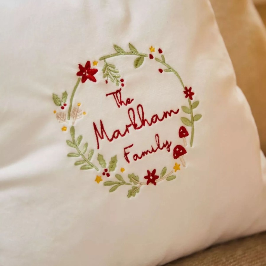 Furniture My 1st Years Room Accessories | Personalised Family Wreath Embroidered Cushion