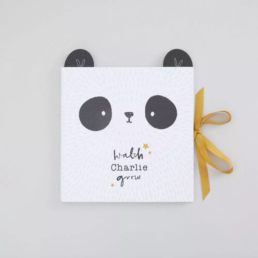 Furniture My 1st Years Photo Frames & Keepsakes | Personalised Monochrome Panda Design Baby Record Book