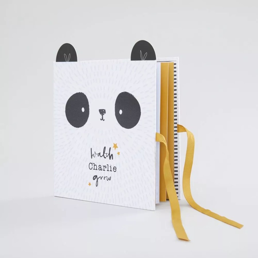 Furniture My 1st Years Photo Frames & Keepsakes | Personalised Monochrome Panda Design Baby Record Book