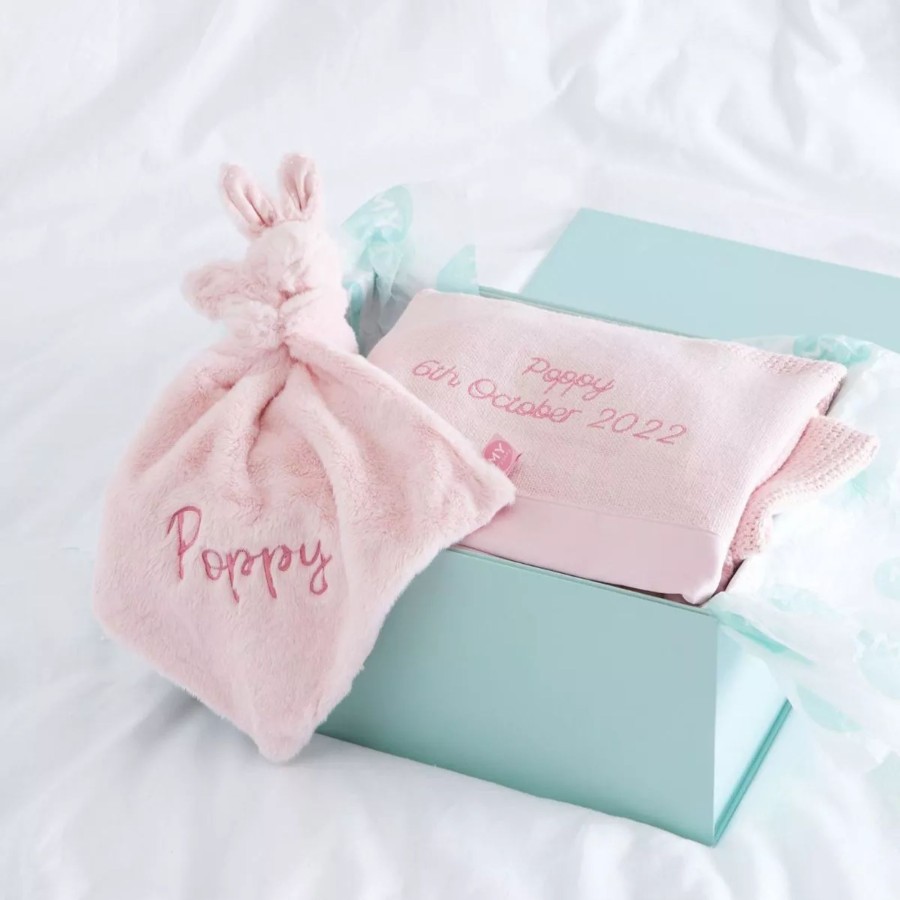 Baby (0-24 Mos) My 1st Years Baby Blankets & Comforters | Personalised Pink New Baby Gift Set