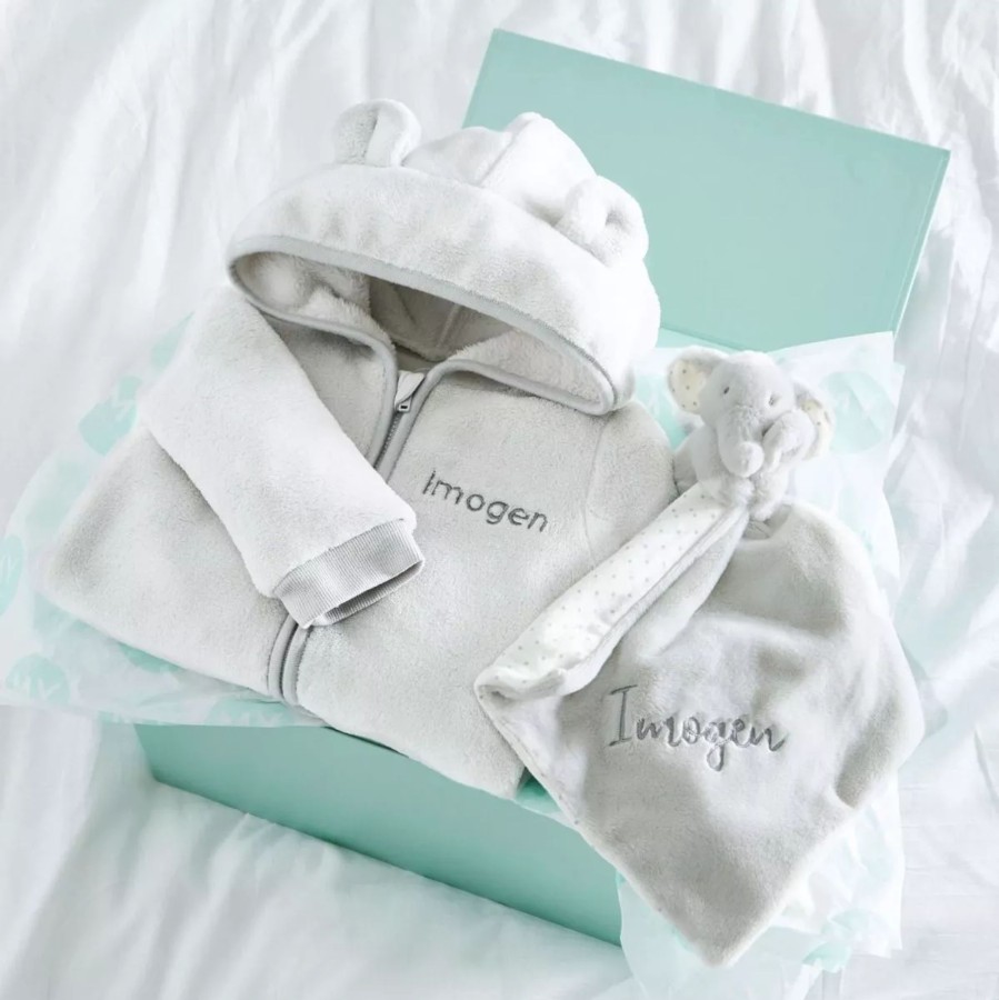 Toys & Books My 1st Years Comforters | Personalised Grey Fleece Onesie & Comforter Gift Set