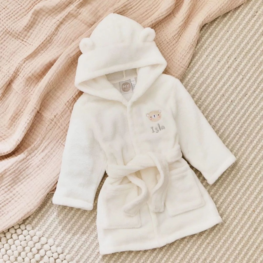 Baby (0-24 Mos) My 1st Years Baby Dressing Gowns | Personalised Bear Ivory Fleece Robe