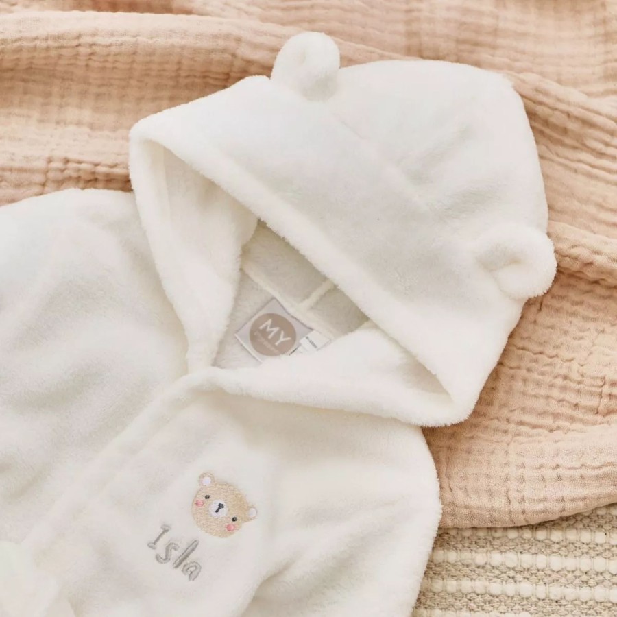 Baby (0-24 Mos) My 1st Years Baby Dressing Gowns | Personalised Bear Ivory Fleece Robe