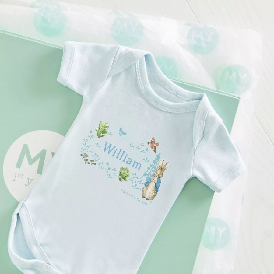 Baby (0-24 Mos) My 1st Years Baby Bodysuits & Vests | Personalised Blue Peter Rabbit Bodysuit