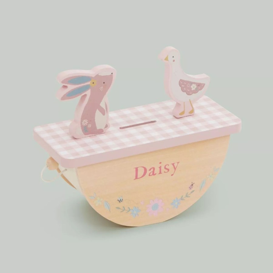 Furniture My 1st Years Room Accessories | Personalised Wooden Bunny And Goose Rocking Money Box