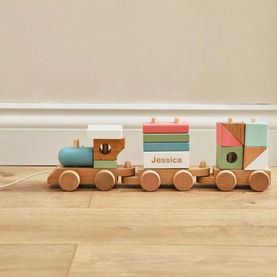 Toys & Books My 1st Years Pull Along Toys | Personalised Wooden Train Pull-A-Long Toy With Blocks