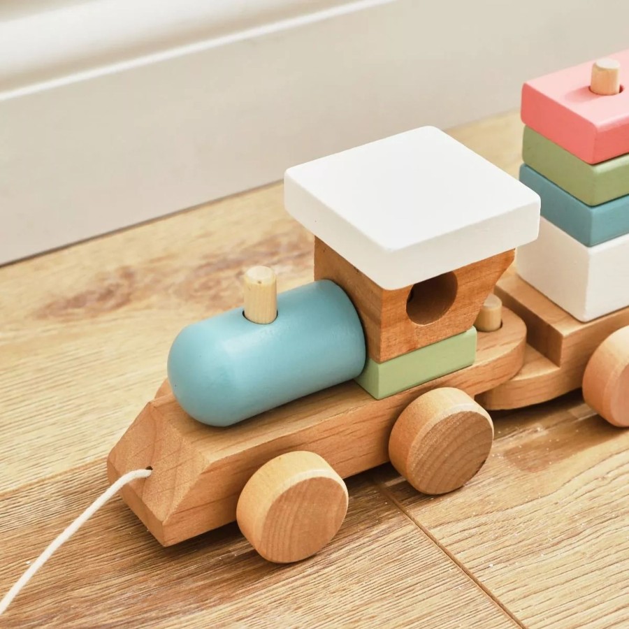 Toys & Books My 1st Years Pull Along Toys | Personalised Wooden Train Pull-A-Long Toy With Blocks