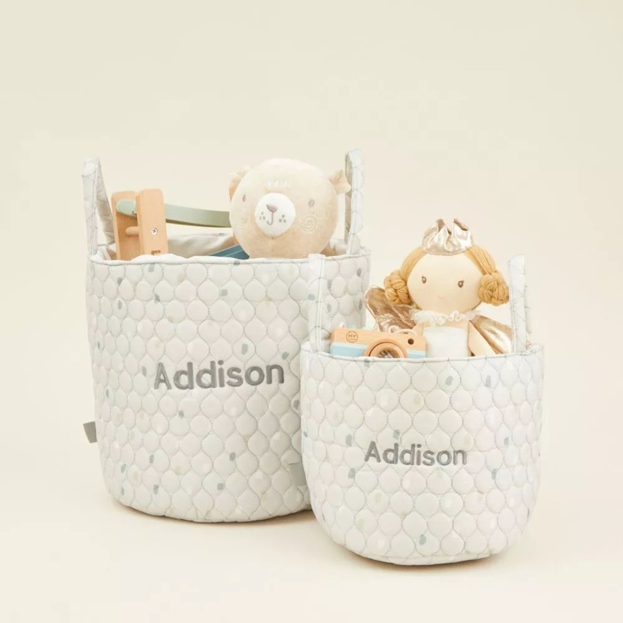 Toys & Books My 1st Years Soft Storage Bags | Personalised Grey Polka Dot Storage Bag Set