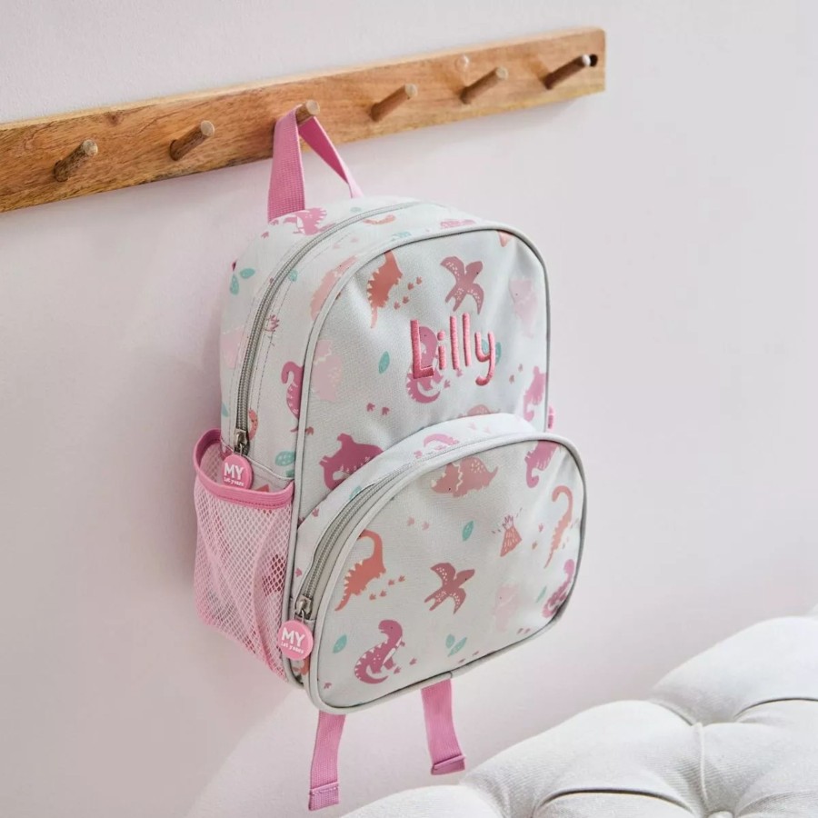 Kids (2-7Yrs) My 1st Years Kids Backpacks | Personalised Pink Dinosaur Print Mini Backpack