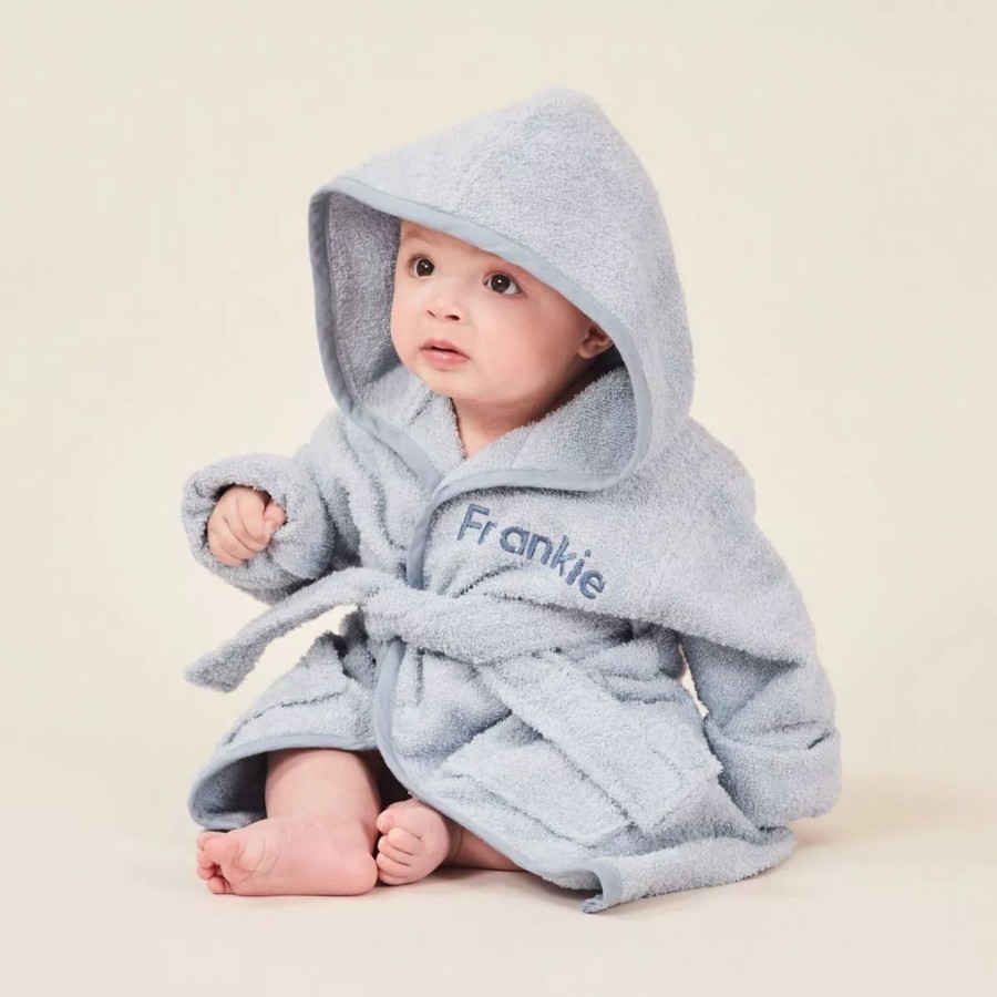 Kids (2-7Yrs) My 1st Years Kids Dressing Gowns | Personalised Blue Hooded Towelling Robe