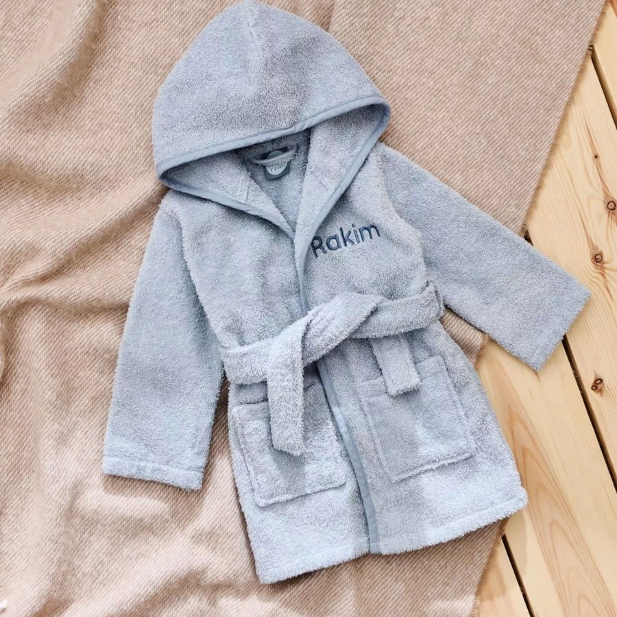 Kids (2-7Yrs) My 1st Years Kids Dressing Gowns | Personalised Blue Hooded Towelling Robe