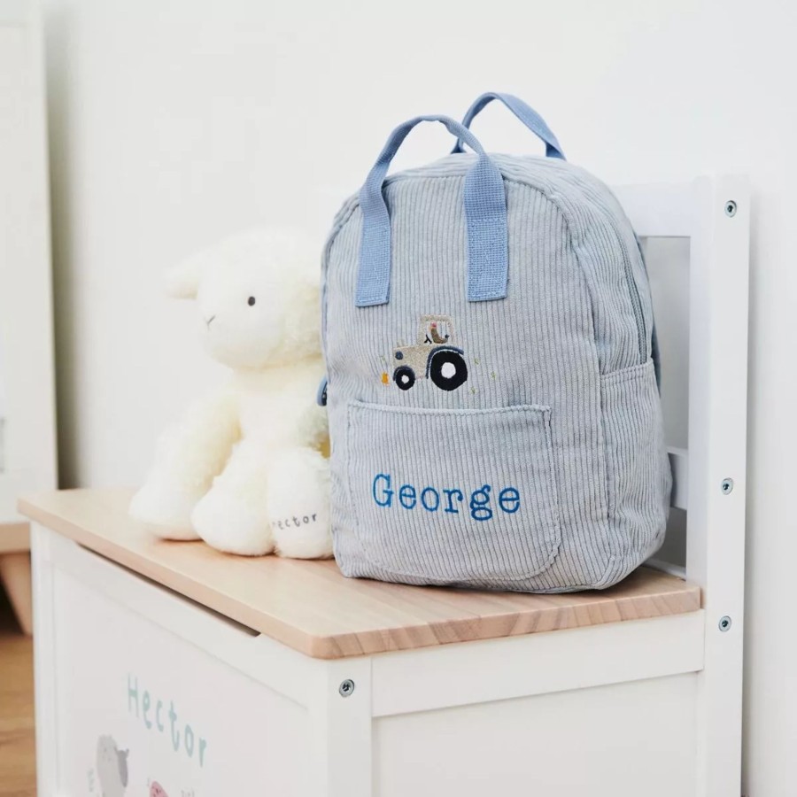 Kids (2-7Yrs) My 1st Years Kids Backpacks | Personalised Blue Farmyard Design Cord Mini Backpack