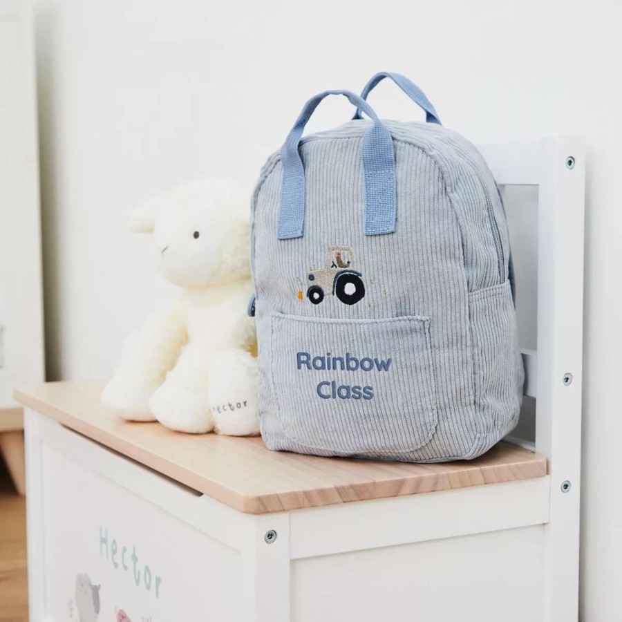 Kids (2-7Yrs) My 1st Years Kids Backpacks | Personalised Blue Farmyard Design Cord Mini Backpack