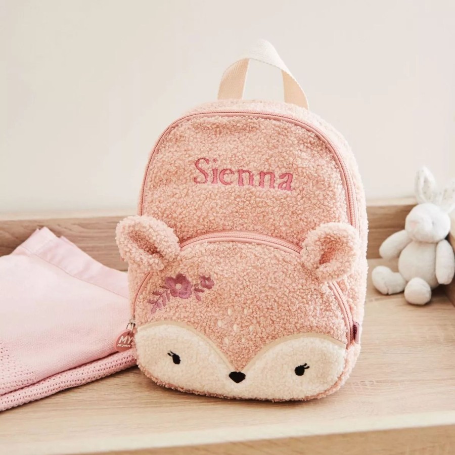 Kids (2-7Yrs) My 1st Years Kids Backpacks | Personalised Fluffy Pink Fawn Mini Backpack