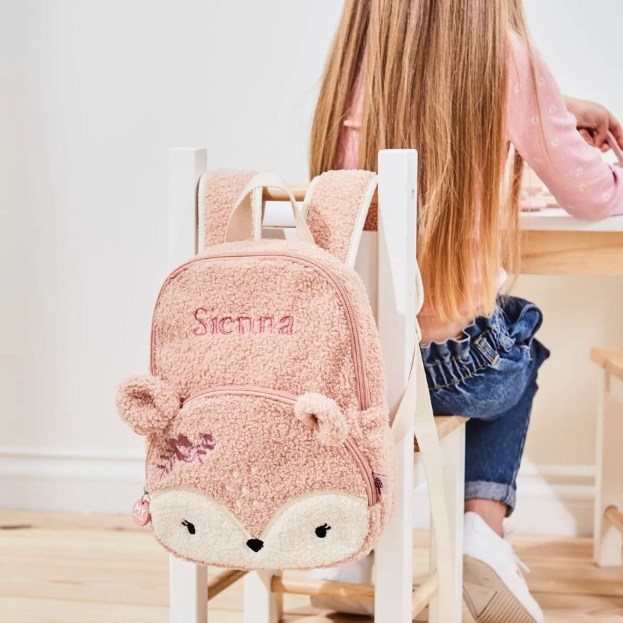 Kids (2-7Yrs) My 1st Years Kids Backpacks | Personalised Fluffy Pink Fawn Mini Backpack