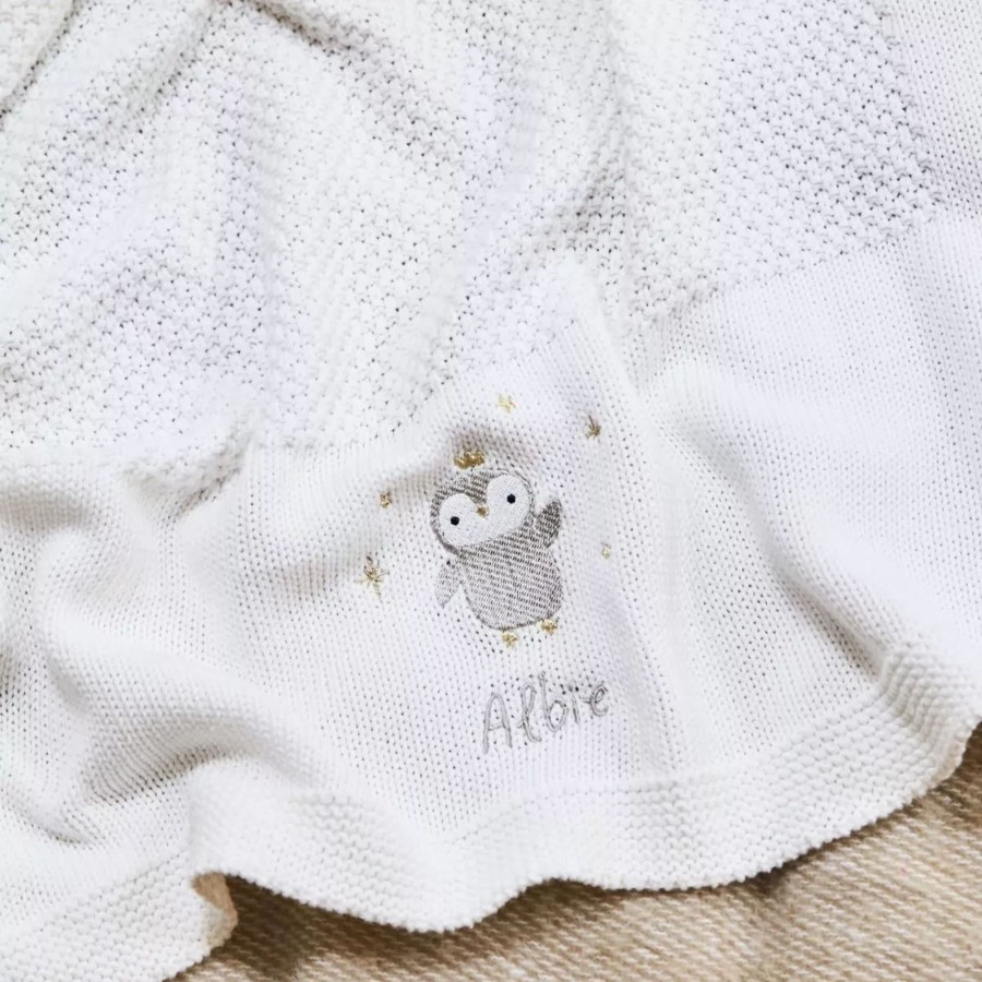 Baby (0-24 Mos) My 1st Years Baby Blankets & Comforters | Personalised Penguin Ivory Shawl