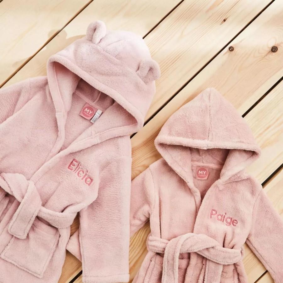 Kids (2-7Yrs) My 1st Years Kids Dressing Gowns | Personalised Pink Hooded Fleece Robe