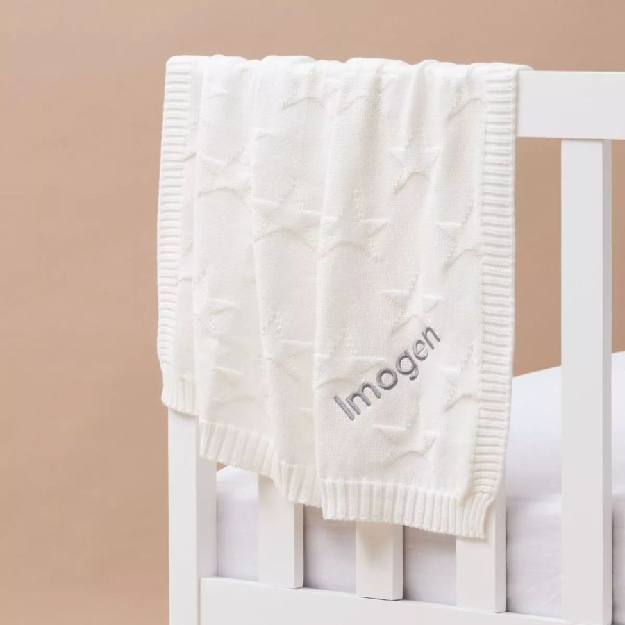 Baby (0-24 Mos) My 1st Years Baby Blankets & Comforters | Personalised Ivory Jacquard Star Blanket