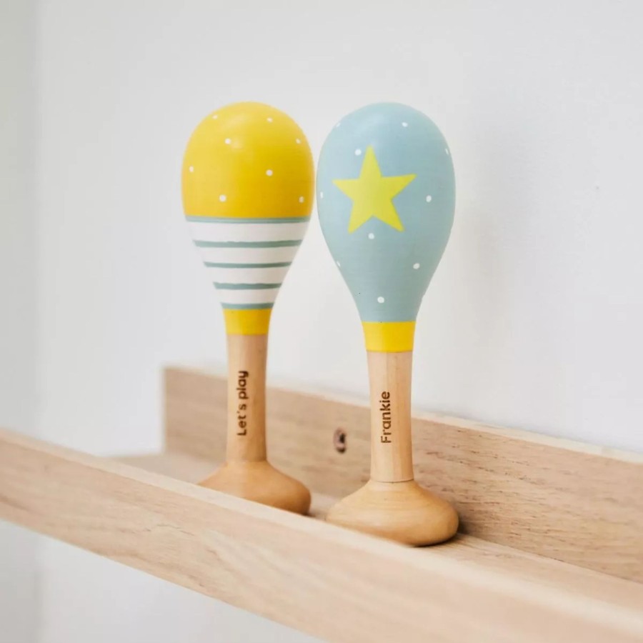 Toys & Books My 1st Years Montessori | Personalised Pastel Wooden Maracas