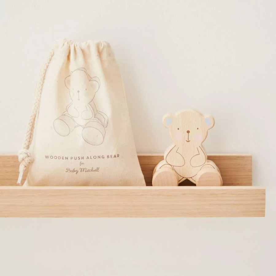 Toys & Books My 1st Years Pull Along Toys | Personalised Bambino Wooden Push-Along Bear Toy