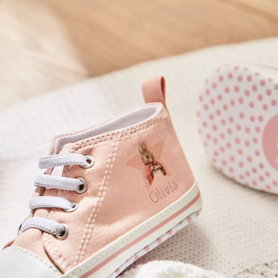 Baby (0-24 Mos) My 1st Years Baby Shoes | Personalised Flopsy Bunny Baby High Top Trainers