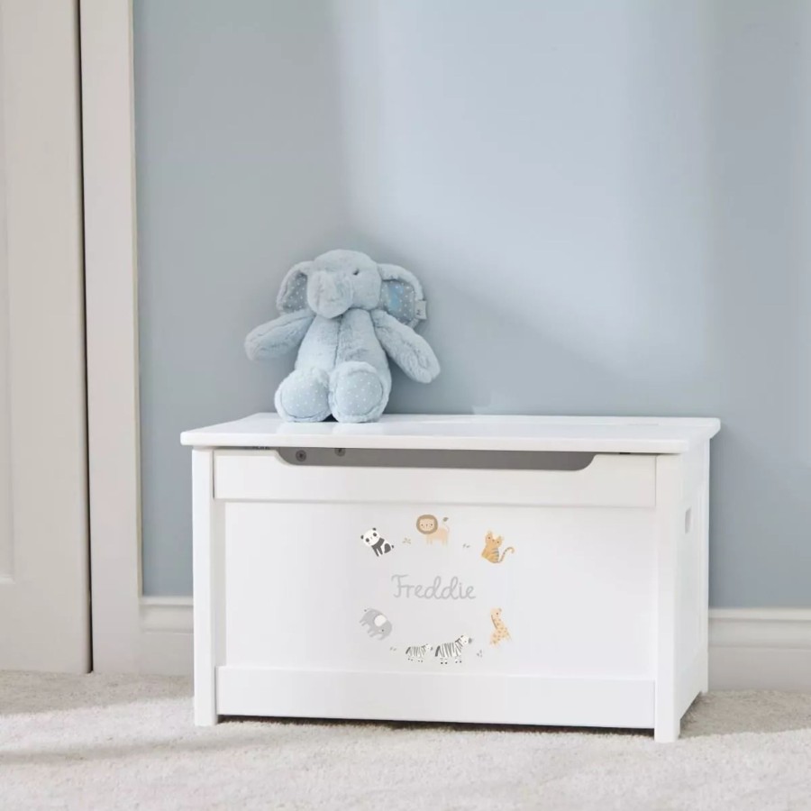 Toys & Books My 1st Years Toy Chests And Benches | Personalised Welcome To The World Safari Design White Toy Box