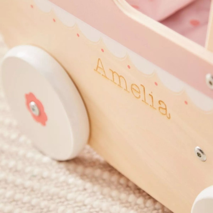 Toys & Books My 1st Years Dolls & Accessories | Personalised Pink Wooden Dolls Pram