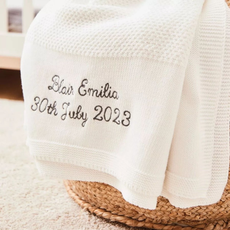 Baby (0-24 Mos) My 1st Years Baby Blankets & Comforters | Personalised Ivory Cotton Baby Shawl