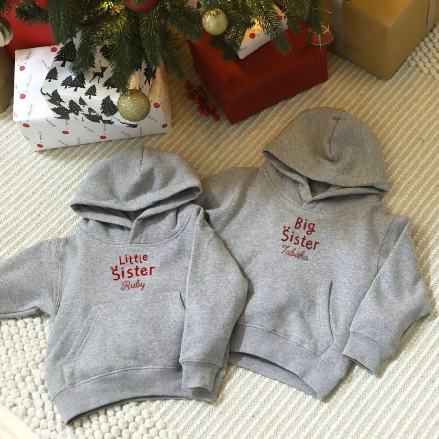 Kids (2-7Yrs) My 1st Years Kids Coats & Jackets | Personalised Matching Sisters Christmas Hoodie Set