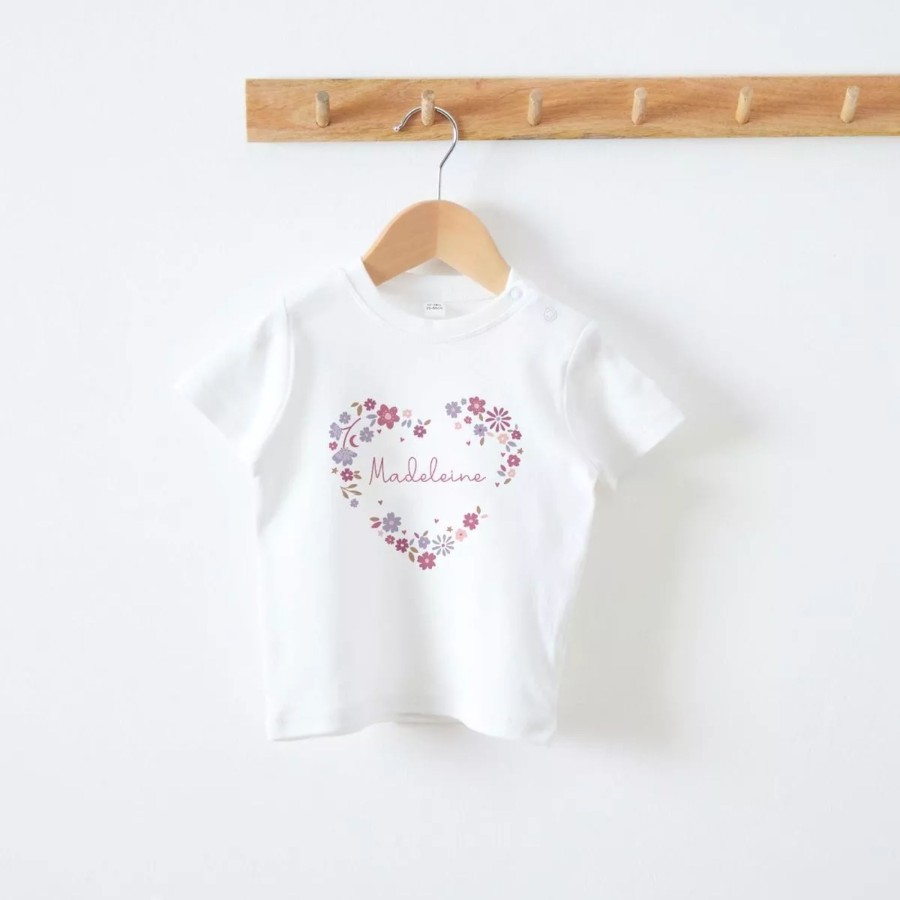 Kids (2-7Yrs) My 1st Years Kids T-Shirts & Jumpers | Personalised Floral Heart T-Shirt